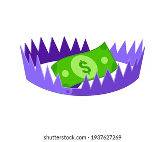 Money trap concept flat style design vector illustration isolated on white background.