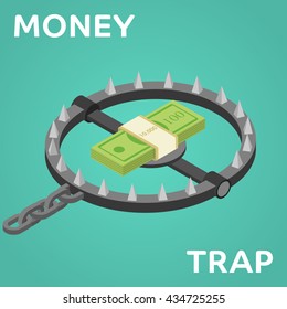 Money trap. Vector flat illustration