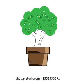 Money tree.
Banknote,business and finance icon. 
Modern flat style concept vector illustration isolated on white background.