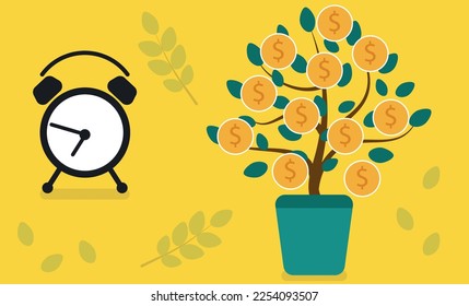 money tree, clock, business concept, website banner