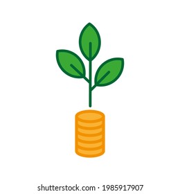 money tree. coin with tree logo vector