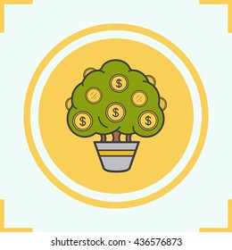 Money tree color icon. Vector isolated illustration