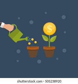 Money Tree, Financial Growth Flat Concept Vector Illustration EPS10