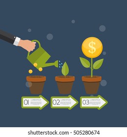 Money Tree, Financial Growth Flat Concept Vector Illustration EPS10