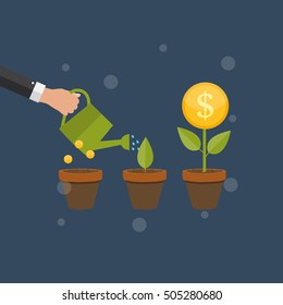 Money Tree, Financial Growth Flat Concept Vector Illustration EPS10