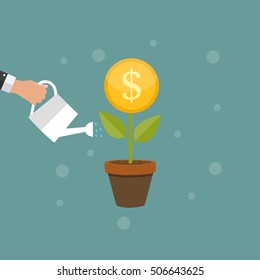 Money Tree, Financial Growth Flat Concept Vector Illustration EPS10