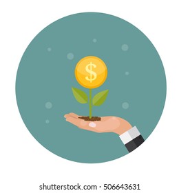 Money Tree, Financial Growth Flat Concept Vector Illustration EPS10
