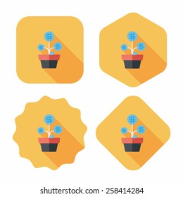 Money tree flat icon with long shadow,eps10