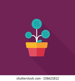 Money tree flat icon with long shadow,eps10