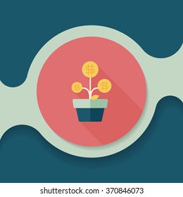 Money tree flat icon with long shadow,eps10