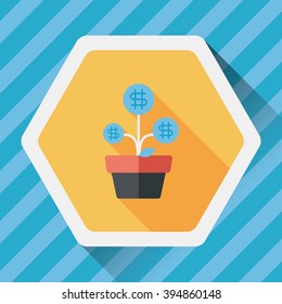 Money tree flat icon with long shadow,eps10