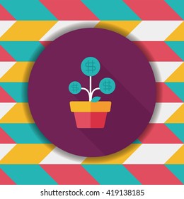 Money tree flat icon with long shadow,eps10