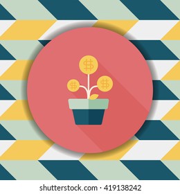 Money tree flat icon with long shadow,eps10