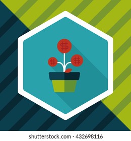 Money tree flat icon with long shadow,eps10