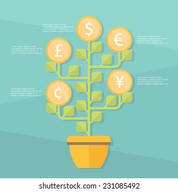 money tree. flat illustration