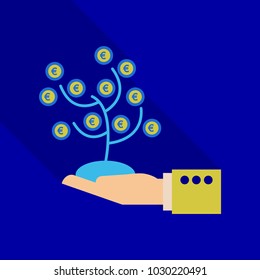 money tree in flat style with shadow