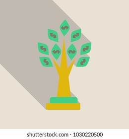 money tree in flat style with shadow