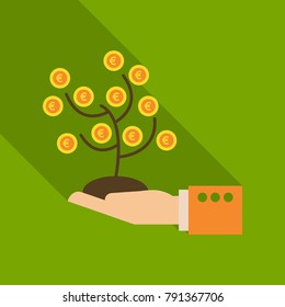 money tree in flat style with shadow