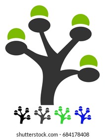 Money Tree flat vector illustration. Money Tree icon with gray, black, blue, green color versions.