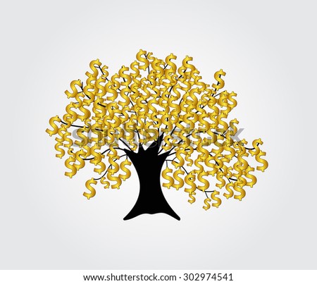 Money Tree Gold Dollar Fruits Vector Stock Vector Royalty Free - money tree with gold dollar fruits vector illustration