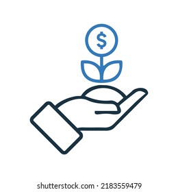 Money, tree, grow, plant icon. Simple editable vector illustration.