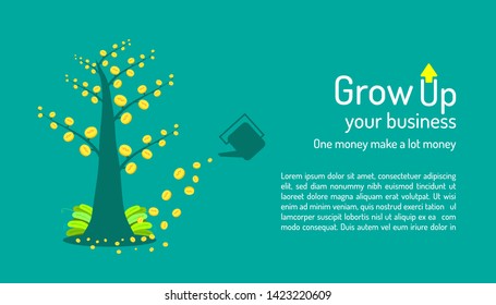 money tree. grow up your business. one coin make a lot coin. analyze and increase your affluent scope. business marketing concept. vector illustration eps10