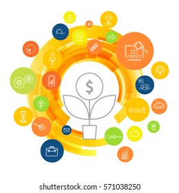 Money tree growing. Business economic investment vector concept