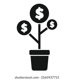 Money tree is growing currency, symbolizing wealth, business, finance, and investment