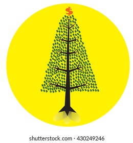 money tree growing up like a pine tree - vector illustration