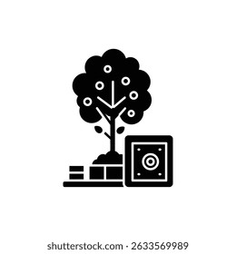 Money Tree Growing in Vault Icon for Secure Investment