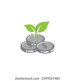 Money tree growth from coins stack, business investment concept, vector illustration. Business Growth Concept Vector. Creativity Investment Growth. Coins And Plant.