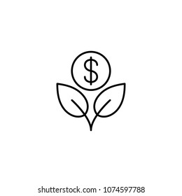 Money Tree Growth Line Black Vector Icon