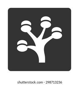 Money Tree icon from Commerce Buttons OverColor Set. Vector style is white and gray colors, flat square rounded button, white background.