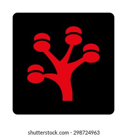 Money Tree icon from Commerce Buttons OverColor Set. Vector style is intensive red and black colors, flat square rounded button, white background.