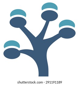 Money Tree icon from Commerce Set. Vector style: bicolor flat symbol, cyan and blue colors, rounded angles, white background.