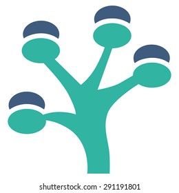 Money Tree icon from Commerce Set. Vector style: bicolor flat symbol, cobalt and cyan colors, rounded angles, white background.