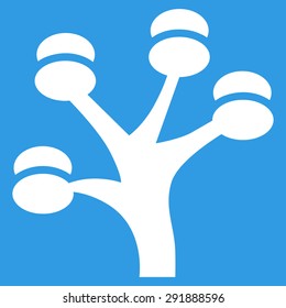 Money Tree icon from Commerce Set. Vector style: flat symbol, white color, rounded angles, blue background.