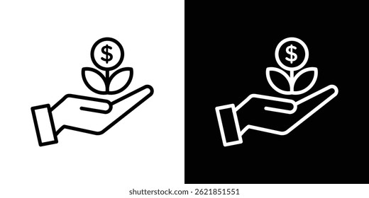 Icono de árbol de dinero concepto de trazo sobre fondo blanco