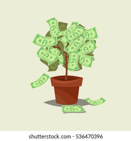 Money tree icon flat Isolated on background