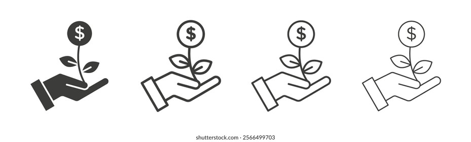 Money tree icon flat and linear vector illustration on white background.