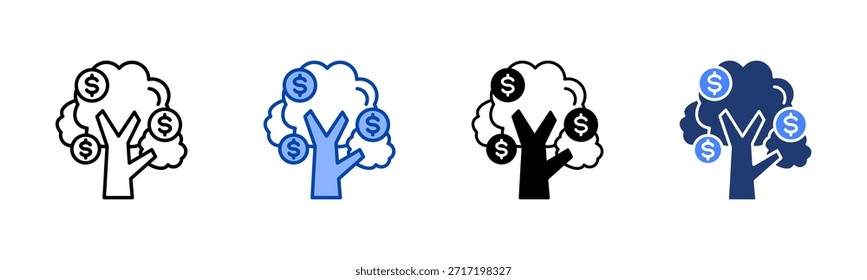 Ícone Money Tree define coleção de vários estilos
