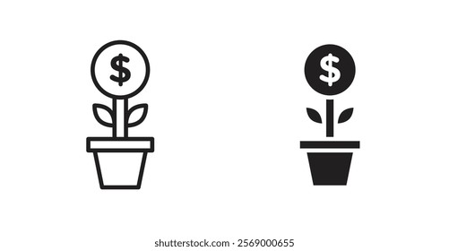 Money tree icon set vector graphics designs