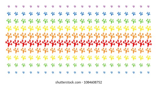 Money Tree icon spectrum halftone pattern. Vector items arranged into halftone grid with vertical rainbow colors gradient. Constructed for backgrounds, covers, templates and abstraction compositions.