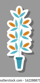 Money tree icon that symbolizes earning and investment. All the objects, shadows and background are in different layers. 