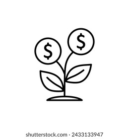 Money tree icon vector illustration. Coin plant on isolated background. Success investment sign concept.