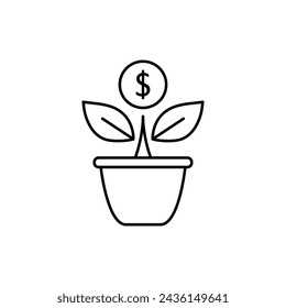 Money tree icon vector illustration. Coin plant on isolated background. Success investment sign concept.