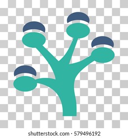 Money Tree icon. Vector illustration style is flat iconic bicolor symbol, cobalt and cyan colors, transparent background. Designed for web and software interfaces.