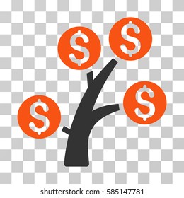 Money Tree icon. Vector illustration style is flat iconic bicolor symbol, orange and gray colors, transparent background. Designed for web and software interfaces.