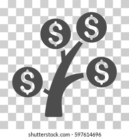 Money Tree icon. Vector illustration style is flat iconic symbol, gray color, transparent background. Designed for web and software interfaces.