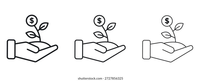 Plantilla de diseño de logotipo de Vector de icono de árbol de dinero. Gráficos de trazo editables.